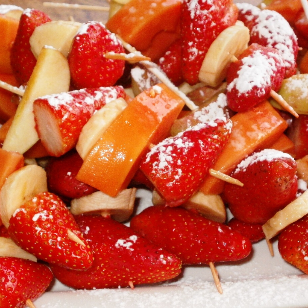 Fresh seasonal fruit kebabs