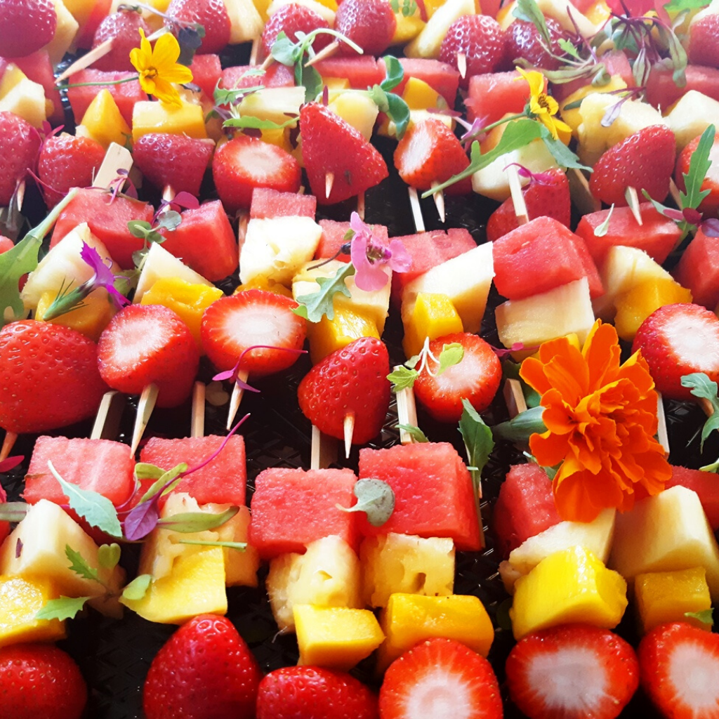 Fresh seasonal fruit kebabs Caffé Villagio